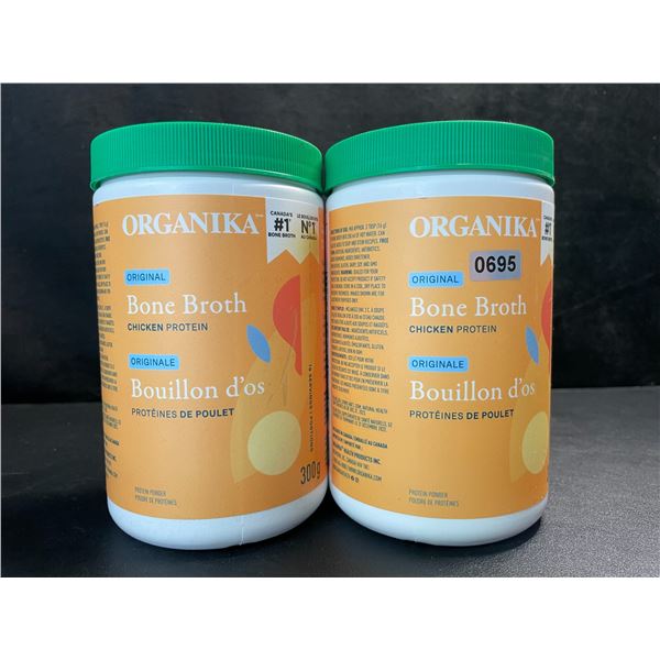 2 Organika Original Chicken Bone Broth Protein Powders - 300g - New (Exp: 06/2025)