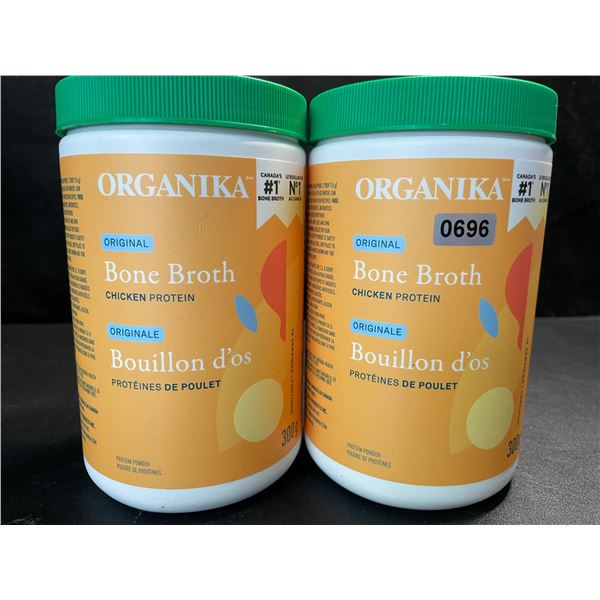 2 Organika Original Chicken Bone Broth Protein Powders - 300g - New (Exp: 06/2025)
