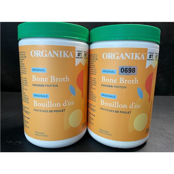 2 Organika Original Chicken Bone Broth Protein Powders - 300g - New (Exp: 06/2025)
