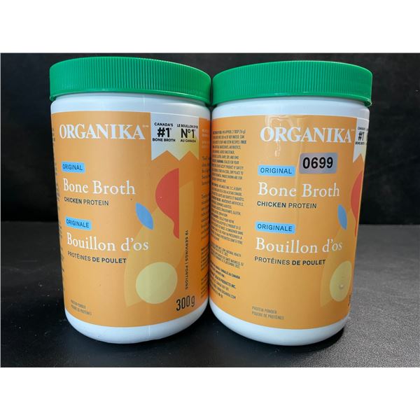 2 Organika Original Chicken Bone Broth Protein Powders - 300g - New (Exp: 06/2025)