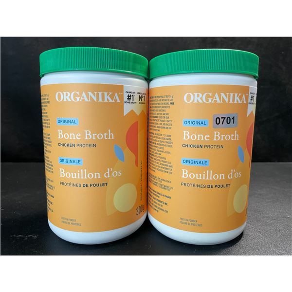 2 Organika Original Chicken Bone Broth Protein Powders - 300g - New (Exp: 06/2025)