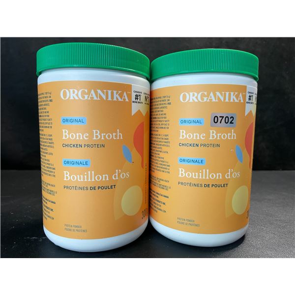 2 Organika Original Chicken Bone Broth Protein Powders - 300g - New (Exp: 06/2025)