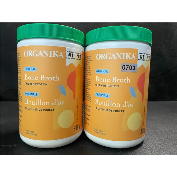 2 Organika Original Chicken Bone Broth Protein Powders - 300g - New (Exp: 06/2025)