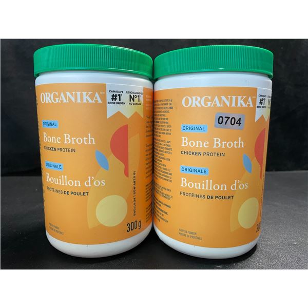 2 Organika Original Chicken Bone Broth Protein Powders - 300g - New (Exp: 06/2025)