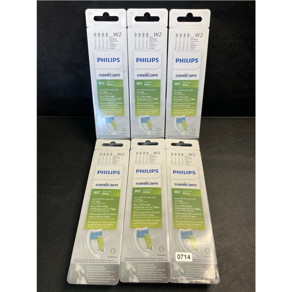 6 Packs of Philips Sonicare W2 Optimal White Replacement Brush Heads (4 Per Pack) - New