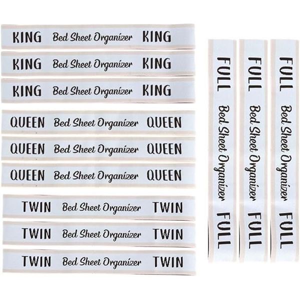 12PC Pack of Bed Organizer Sheet Label Bands; Elastic Labelled Bedding Straps for Organization - New