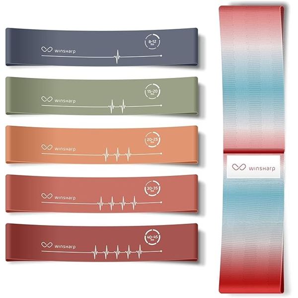 1 Winsharp Premium Resistance Band/Exercise Bands Set - 5 Assorted Sized Bands - New