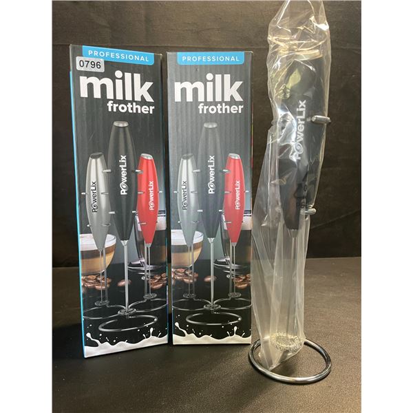 2 PowerLix Professional Handheld Electric Milk Frothers - Battery Operated - New