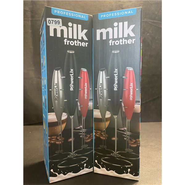 2 PowerLix Professional Handheld Electric Milk Frothers - Battery Operated - New