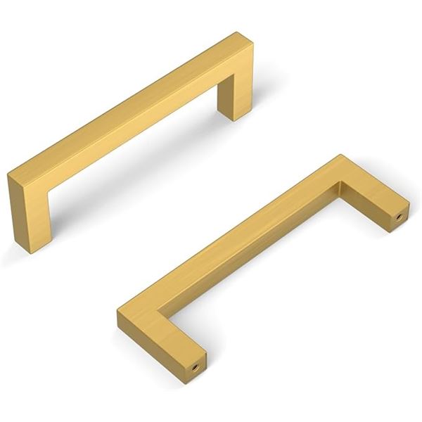 10-Pack of Drawer/Cabinet Handles - Brushed Gold - 3.77" Hole Centers - New in Box