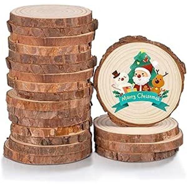 20-Pack of Natural Wood Slices/Circles for DIY Crafts - New