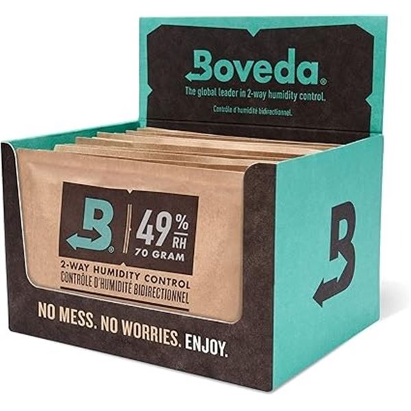 Boveda 12-Pack Box of 49% Two-Way Humidity Control Packs/Moisture Absorber Packs - New