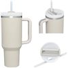 Image 5 : 40oz Insulated Tumbler Mug with Handle & Straw (Stanley-Dupe Mug) - Dune Colour - New