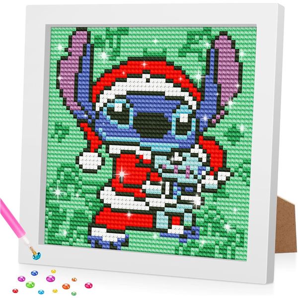 4 Disney Stitch Christmas Theme 5D Diamond Painting Art Kits with Wooden Frames - New