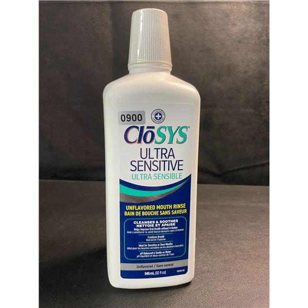 1 Bottle of CloSys Ultra Sensitive Unflavored Mouth Rinse/Mouthwash - 946ml - New Sealed