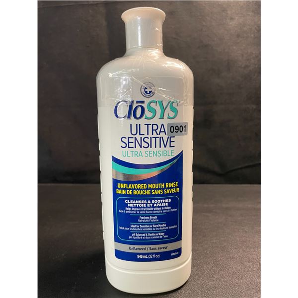 1 Bottle of CloSys Ultra Sensitive Unflavored Mouth Rinse/Mouthwash - 946ml - New Sealed