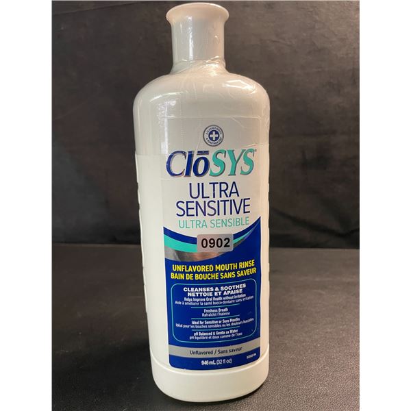 1 Bottle of CloSys Ultra Sensitive Unflavored Mouth Rinse/Mouthwash - 946ml - New Sealed