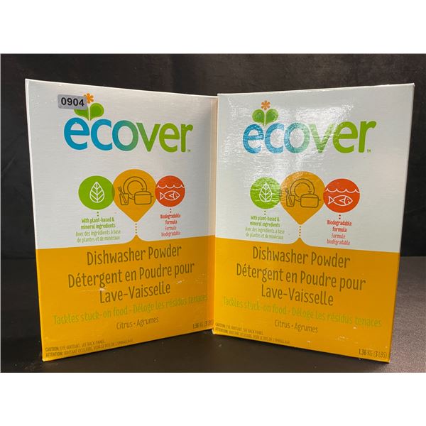 2 Boxes of Ecover Natural Plant-Based Dishwasher Powder - Citrus - 1.36kg - New Sealed