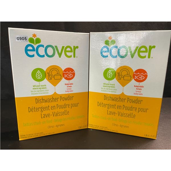 2 Boxes of Ecover Natural Plant-Based Dishwasher Powder - Citrus - 1.36kg - New Sealed