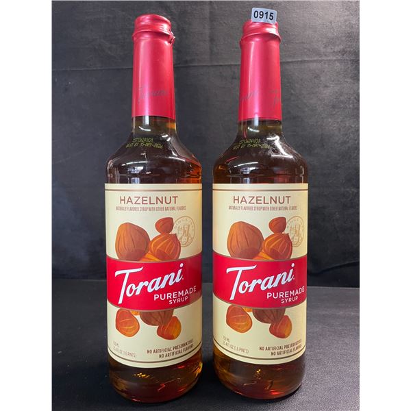 2 Torani Hazelnut Naturally Flavored Puremade Syrups; 750ml Each - (BB: 2026/MAY/15)