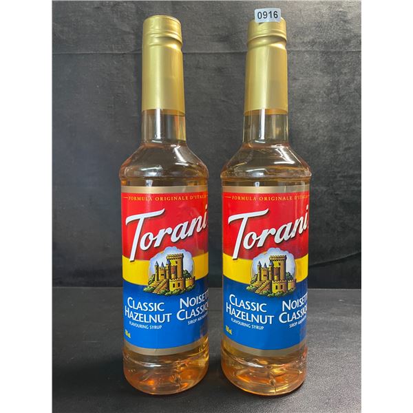 2 Torani Classic Hazelnut Naturally Flavored Syrups; 750ml Each - BB: FEB 01/2027 - New