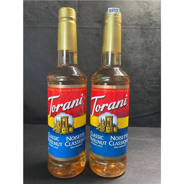 2 Torani Classic Hazelnut Naturally Flavored Syrups; 750ml Each - BB: FEB 01/2027 - New