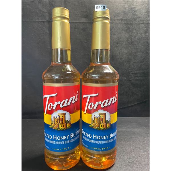 2 Torani Salted Honey Butter Naturally Flavored Syrups; 750ml Each - BB: OCT 11/2026 - New