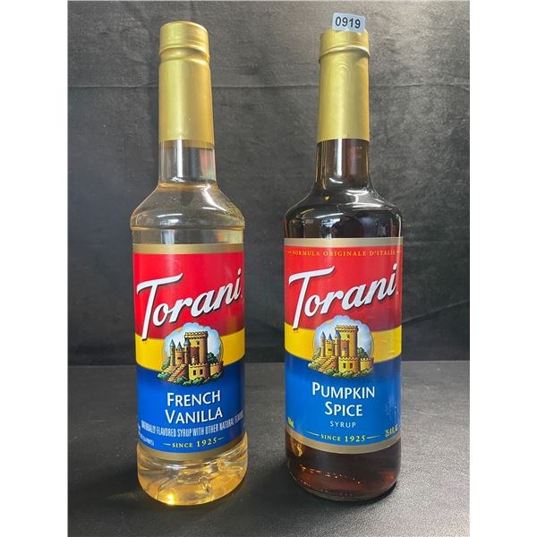 2 Torani Flavoring Syrups - French Vanilla and Pumpkin Spice - 750ml Each - New