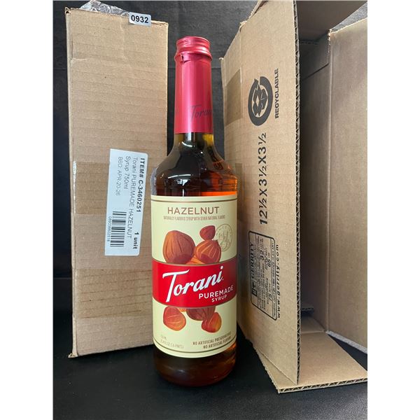 2 Torani Hazelnut Naturally Flavored Puremade Flavoring Syrups; 750ml Each - BB: APR 20/2026