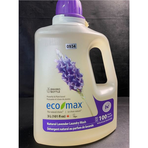 1 Jug of Eco Max Powerful & Plant-Based Natural Lavender Laundry Wash - 3L/100 Loads - New