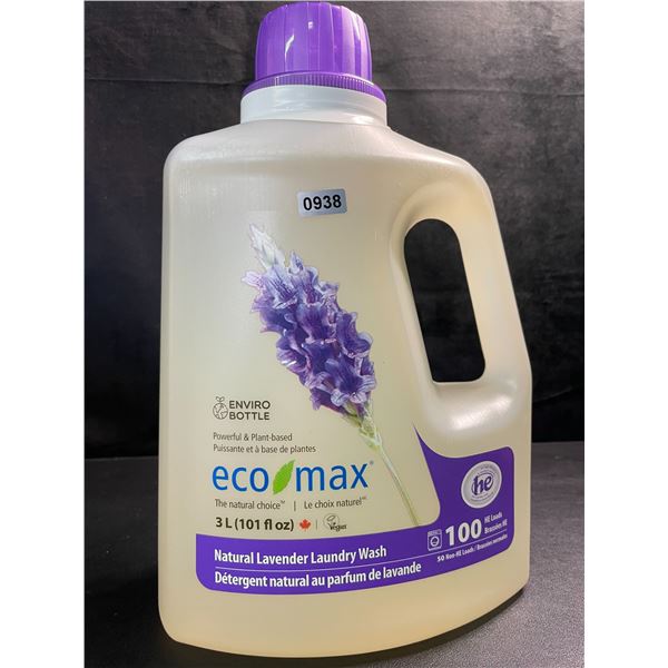 1 Jug of Eco Max Powerful & Plant-Based Natural Lavender Laundry Wash - 3L/100 Loads - New