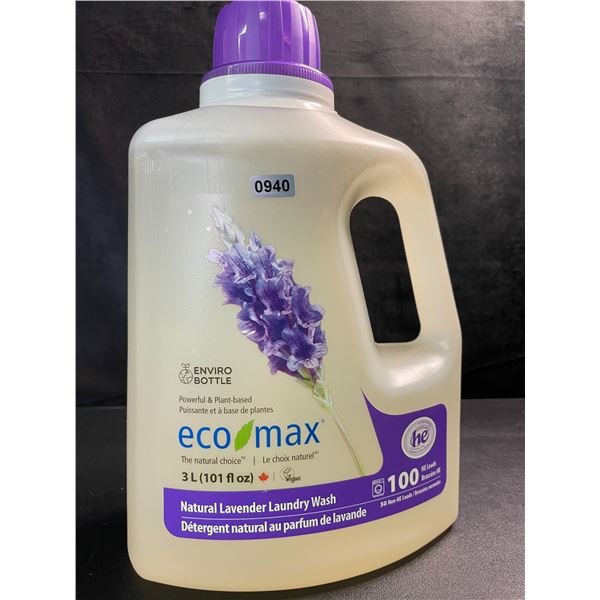 1 Jug of Eco Max Powerful & Plant-Based Natural Lavender Laundry Wash - 3L/100 Loads - New
