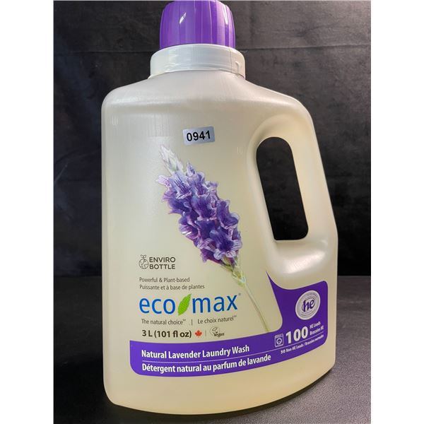 1 Jug of Eco Max Powerful & Plant-Based Natural Lavender Laundry Wash - 3L/100 Loads - New