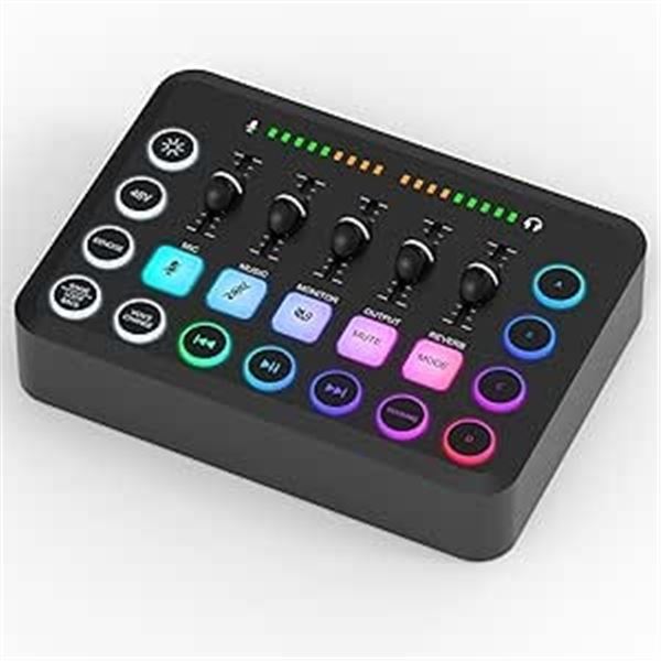 1 Geekria Gaming Audio Mixer/Live Sound Card Streaming RGB PC Mixer with XLR Mic Interface - New