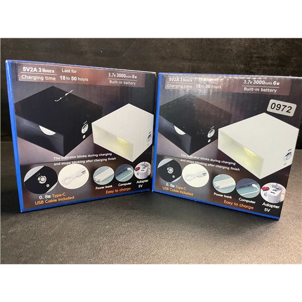 2 LED Rechargeable Wall Lights - Type-C Charging/Touch Control Wall Lights - New