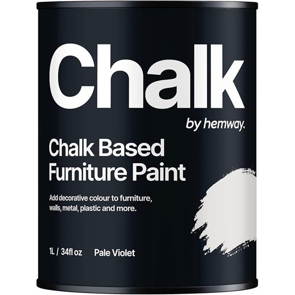 1 Hemway Chalk Based Furniture Paint - Pale Violet (1L) - For Interior/Exterior Home Decor; New