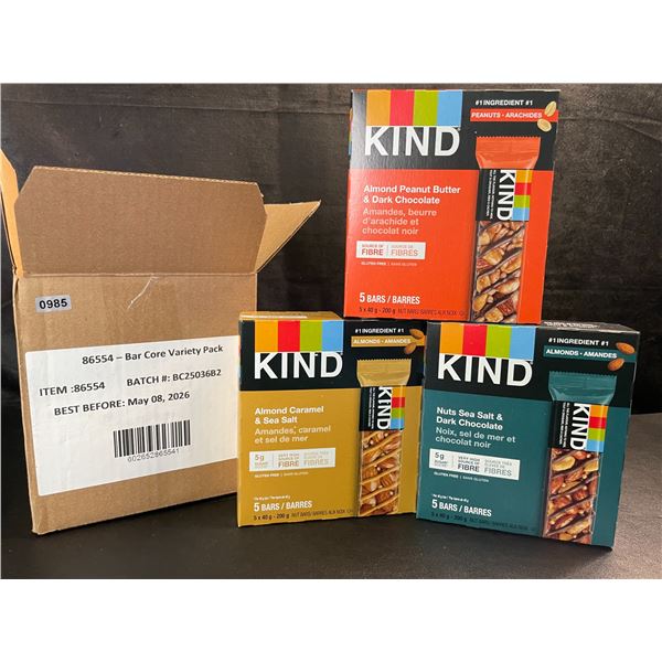 KIND Nut Bars Variety Pack (15 Bars Total/5 Per Box) - 3 Flavours (See Photos) - New (BB: 2026/MAY)