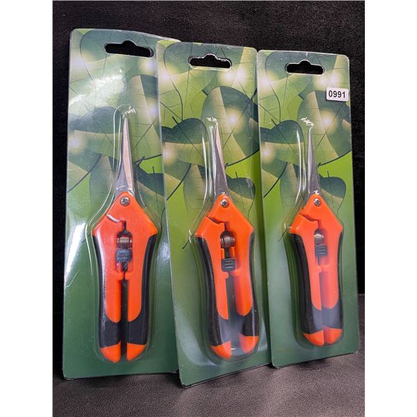 3 Pairs of Durable Gardening Snips/Scissor Tools - New