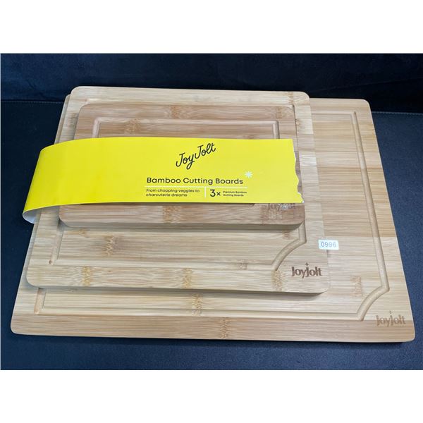 3-Pack of JoyJolt Premium Bamboo Cutting Boards (10",12", and 16" Size) - New