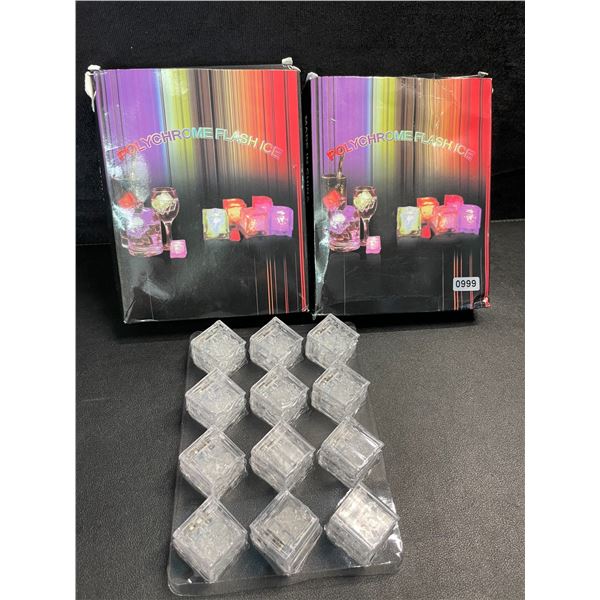 2 Packs of LED Light-Up Reusable Ice Cubes - 12Pcs Each - New