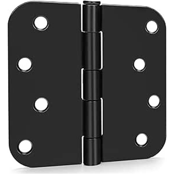 12-Pack of Interior/Exterior Door Hinges; Matte Black; 4" x 4" Size with 5/8" Radius Corners - New