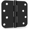 Image 1 : 12-Pack of Interior/Exterior Door Hinges; Matte Black; 4" x 4" Size with 5/8" Radius Corners - New