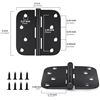 Image 2 : 12-Pack of Interior/Exterior Door Hinges; Matte Black; 4" x 4" Size with 5/8" Radius Corners - New