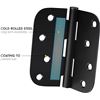 Image 5 : 12-Pack of Interior/Exterior Door Hinges; Matte Black; 4" x 4" Size with 5/8" Radius Corners - New