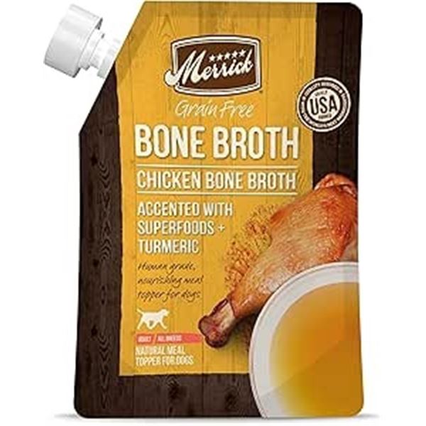 10-Packs of Merrick Chicken Bone Broth; Natural Meal Topper for Dog/Cat Food - 454g - New