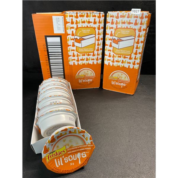 2 Boxes of Friskies Lil' Soups Cat Food Complement for Cats - 8x 34g Each - New (BB: SE 2026)