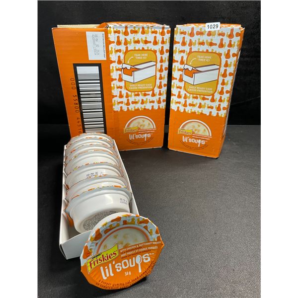 2 Boxes of Friskies Lil' Soups Cat Food Complement for Cats - 8x 34g Each - New (BB: SE 2026)