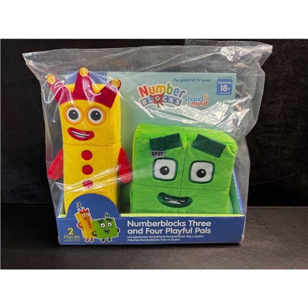 1 2-Piece Set of Number Blocks Plushies - Three and Four Playful Pals - New