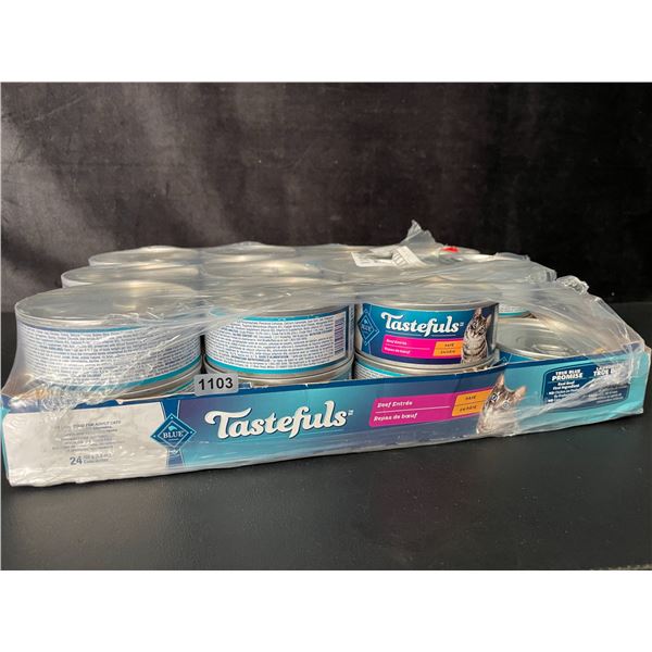 1 Case of Blue Buffalo Tastefuls Beef Entree Pate Wet Cat Food - 23 Tins* - New
