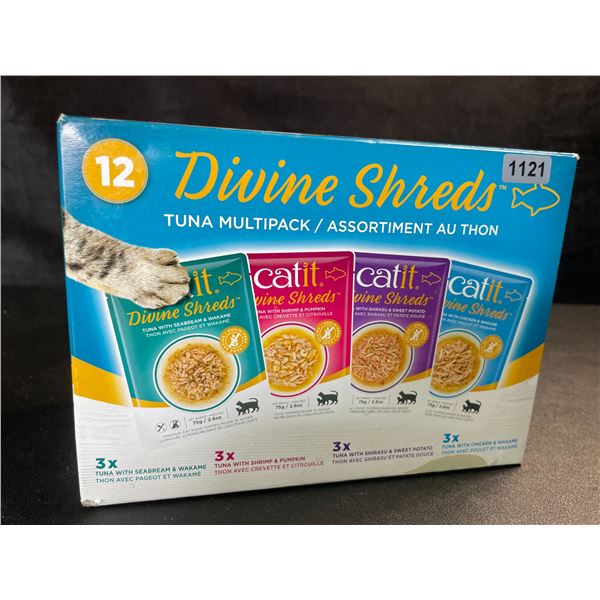 1 Case of Divine Shreds Tuna Multipack for Cats - 12 x 75g Packs - New BB: OCT 2026